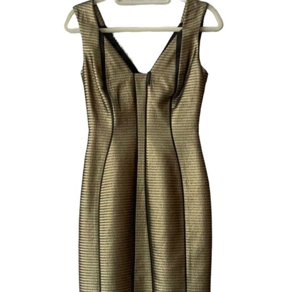 Elie Tahari Gold w/ Black Piping NWT Dress