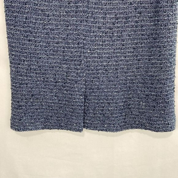 St John Blue Tweed w Zip Back Pockets Skirt