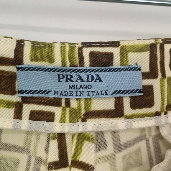 Prada Olive Geo Print Slacks