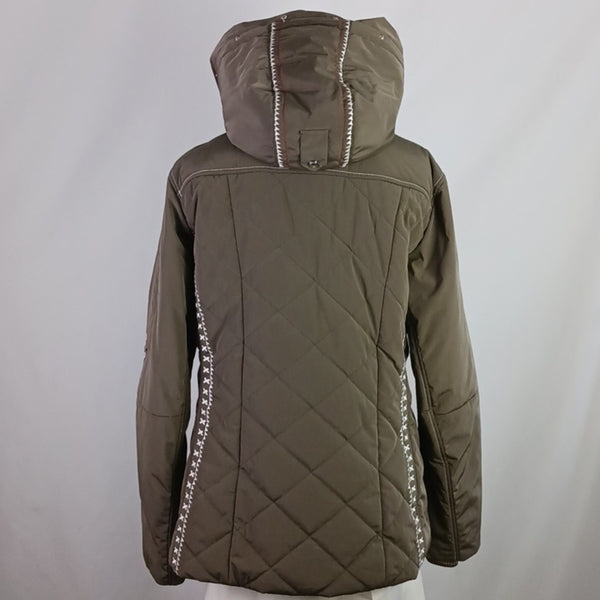Bogner Br W Embroiderd Zip Nylon Women's Quilted Hooded Jacket.