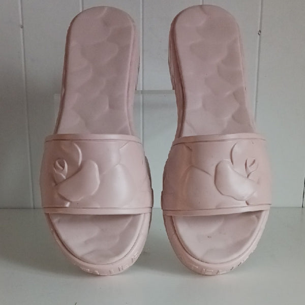 Valentino Garavani  Pink Flower Slide Sandals.