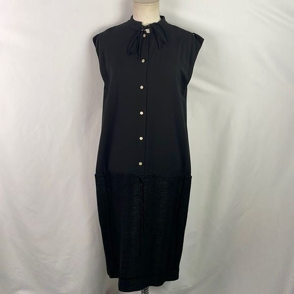Fendi Black Tie Drop Waist Sleeveless Dress