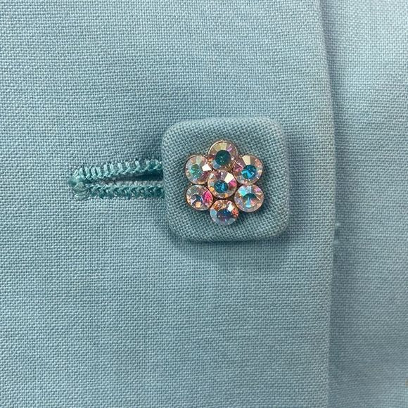 Moschino Blue w Beaded Buttons Belt Jacket