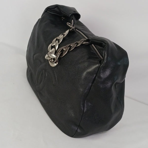 Chanel Black Caviar Hobo W Chain Strap.