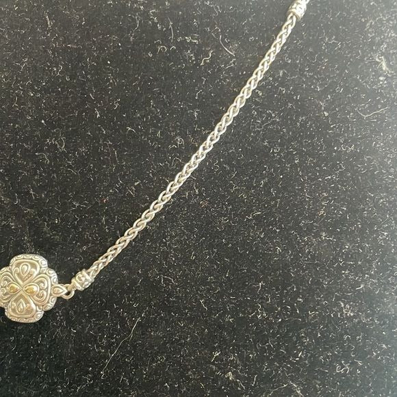 John Hardy Sterling and 14kt Clover Station Necklace