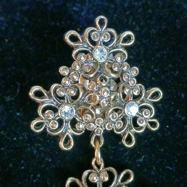 Jose Barrera 80"s Gold Tone And Crystal Earrings.