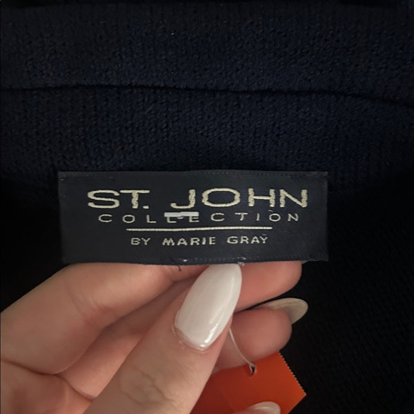 St John Navy Knit Zip Jacket