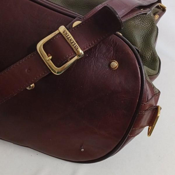 Valentina Olive With Brown Trim Bag