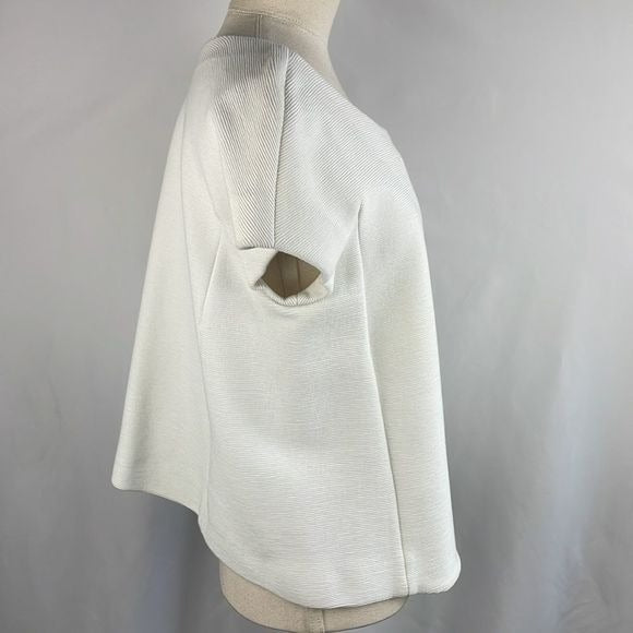 Armani Collezioni Ivory Textured Short Sleeve Jacket
