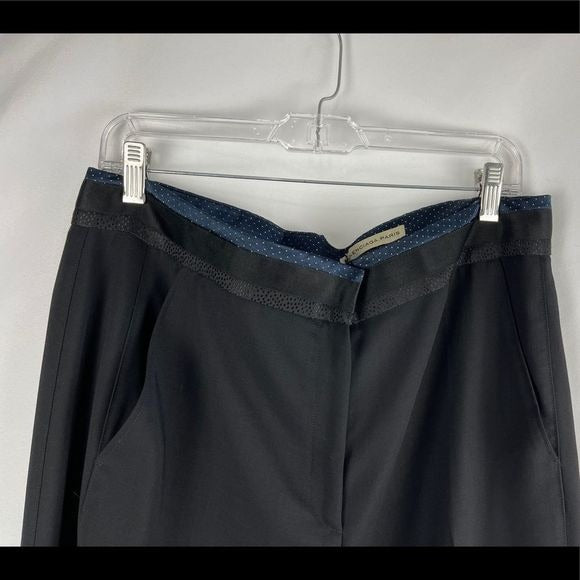 Balenciaga Paris Black Trousers with Navy Dotted Waist Trim