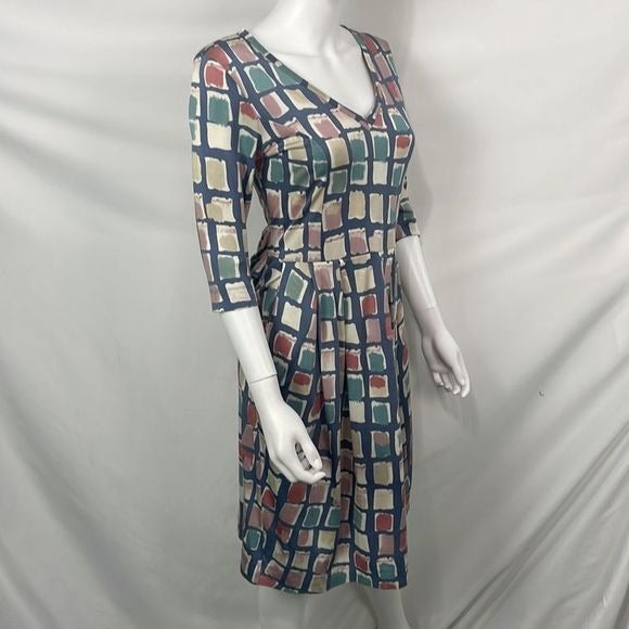 Max Mara Multi Square Print Fit Flare Dress