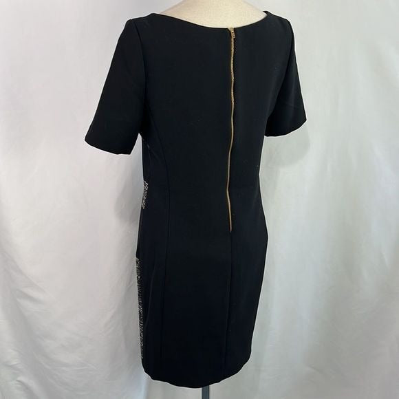 NWT Axara Gold Tweed/Gold Beads Black Dress