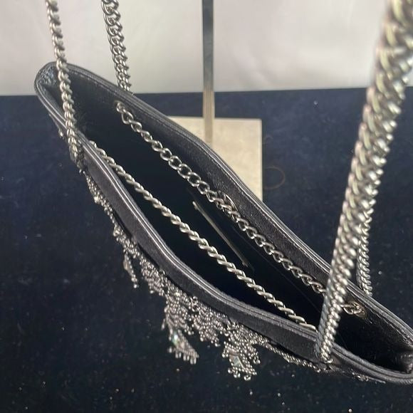 Giuseppe Zanotti Black Mini Beaded Chain Strap Bag