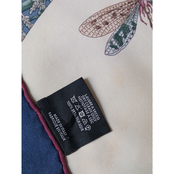 GUCCI VINTAGE FLORAL Insect Print Silk Scarf