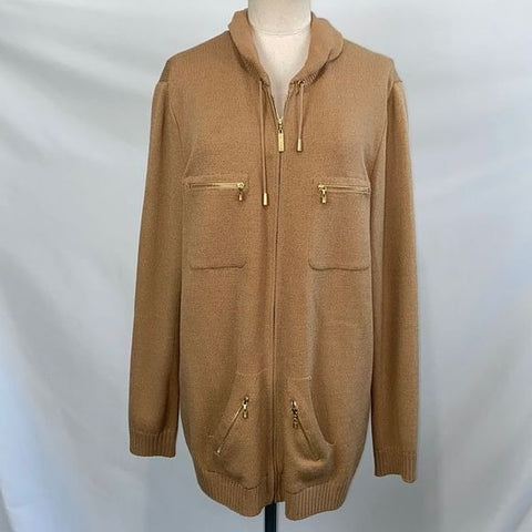 St John Tan Knit with Zip Pockets Jacket