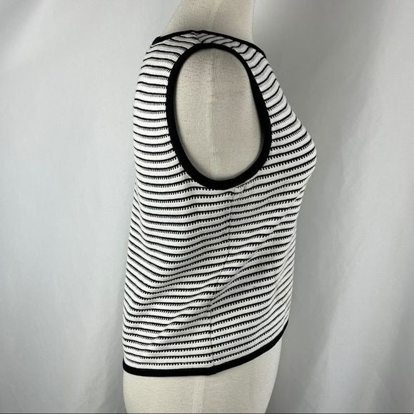 St John black/white stripe cardigan and top