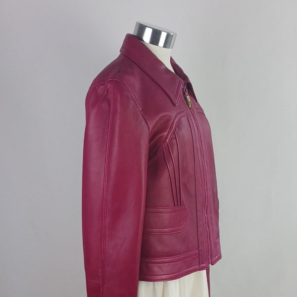 Coach Red  Leather Short  Jacket.