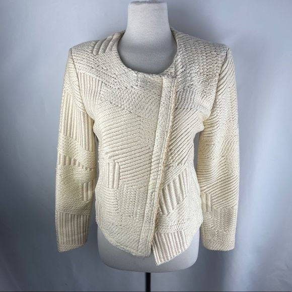 IRO cream with gold textured side zip jacket