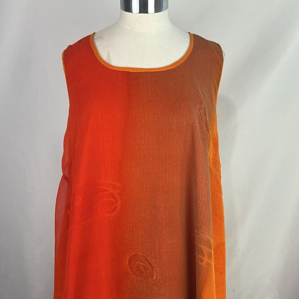 Orange Print Vintage Maxi Dress
