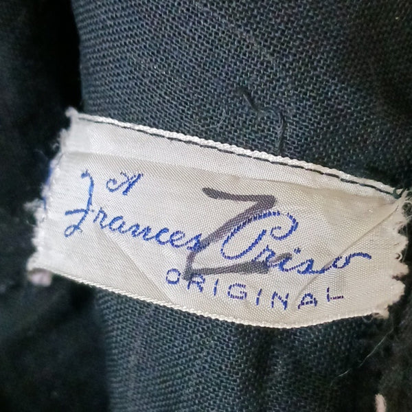 Vintage Black W Tan Swirl Frances Priso 50's Dress