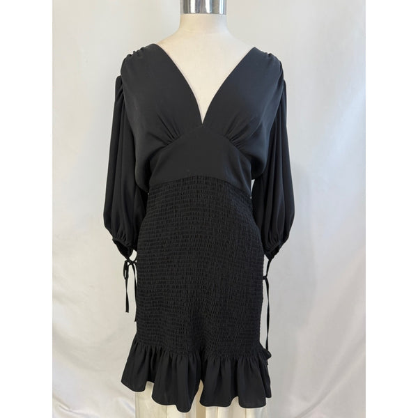 AMANDA UPRICHARD BLACK ELASTIC BOTTOM TIE SLEEVE DRESS