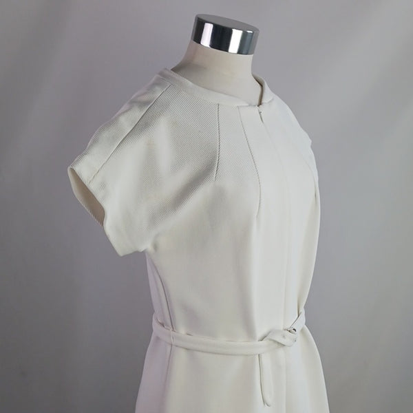 Diane Von Furstenberg Sleeve W Belt Cream Midi Dress.