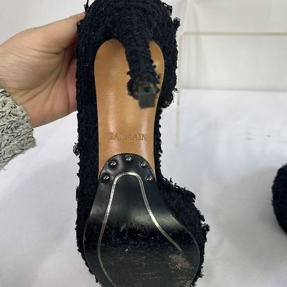 Balmain Black Tweed Pumps