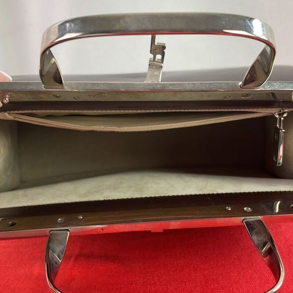 Ralph Lauren Brown Leather with Silver Frame Bag