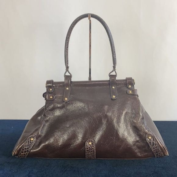 Fendi Brown with Crocodile Leather Vintage Satchel