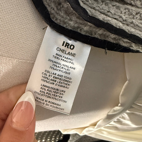 IRO Gray Leather Trim Knit Jacket