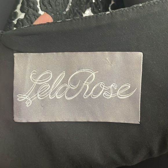 Lela Rose Black And Silver Brocade Mini Dress