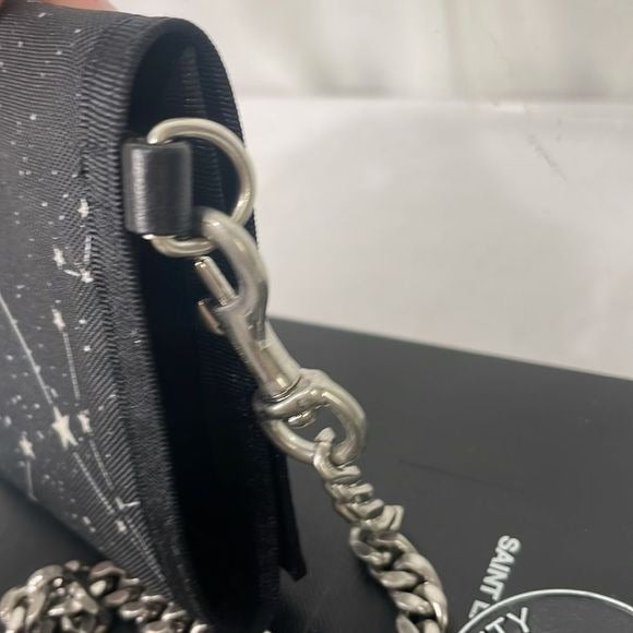 Yves Saint Laurent Black Stars Wallet With Chain and Box
