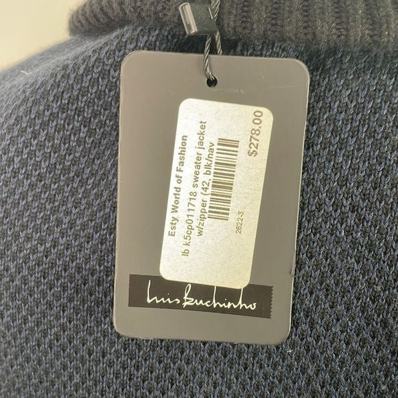 NWT Luis Buchinho Navy Black ZIP Long Vest