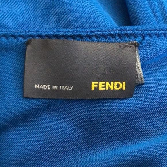 Fendi Cobalt Blue One Shoulder With Beaded Evening Dress