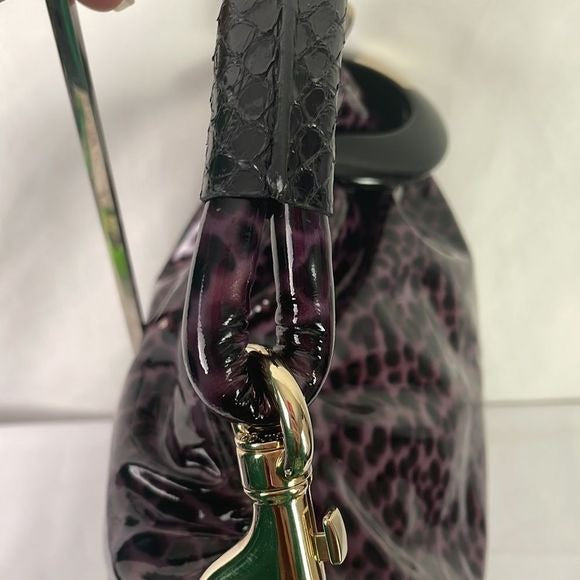 Jimmy Choo Purple Animal Print Patent Bag