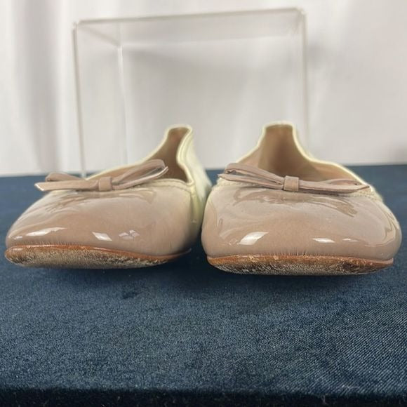 Prada Cream Tan Ombré Patent Flats