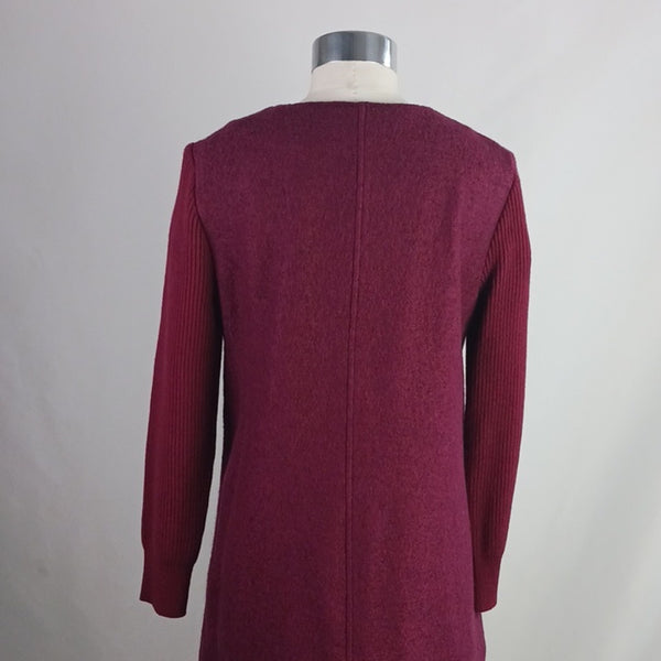 Talbots Wine 3/4 Knit Sleeves Coat