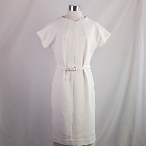 Diane Von Furstenberg Sleeve W Belt Cream Midi Dress.