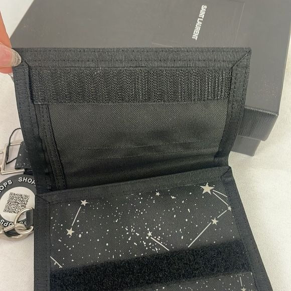 Yves Saint Laurent Black Stars Wallet With Chain and Box
