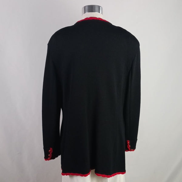 St. John Black W Red Trim Cardigan.