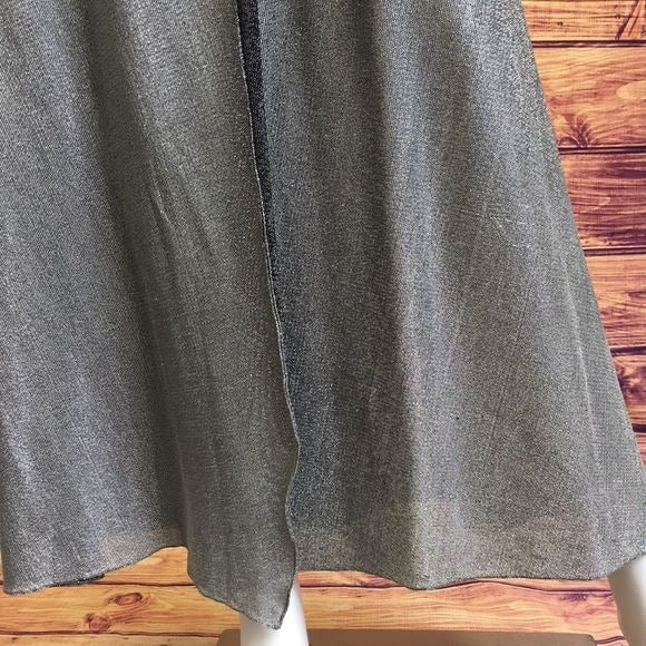 Vintage Silver Lame Faux Wrap Gown Long Dress