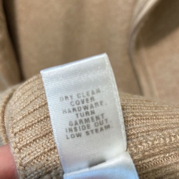 St. John Tan Zip High Neck Cashmere Sweater