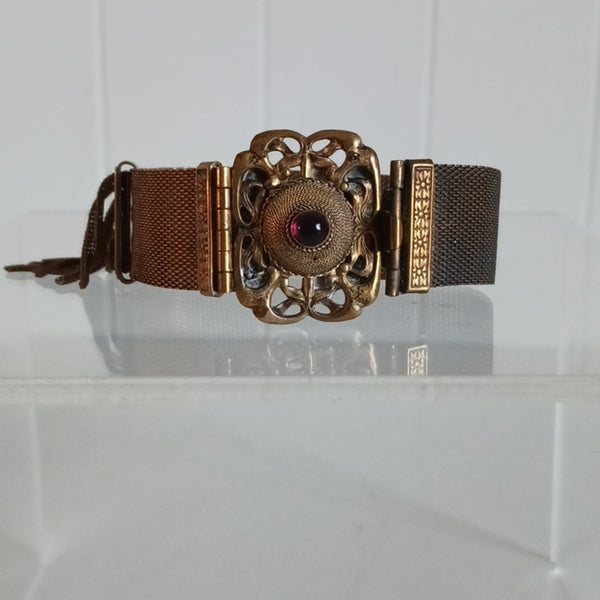 Victorian Slide Chain W Red Stone Vintage Bracelet.
