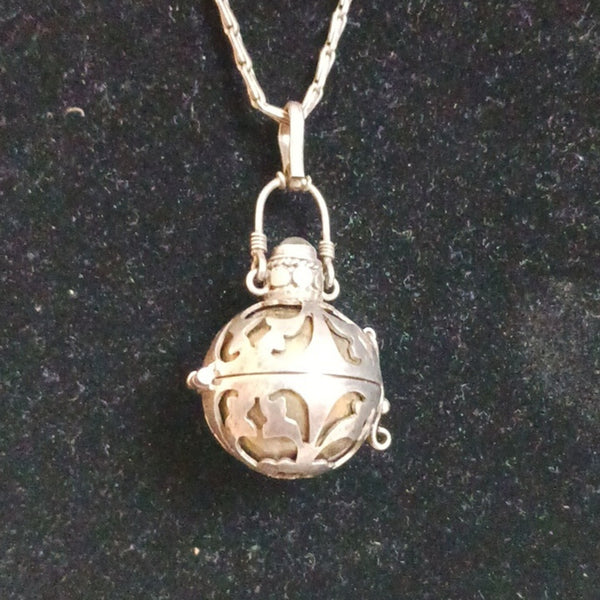 Vintage French Baby Rattle W Long Chain Necklace.
