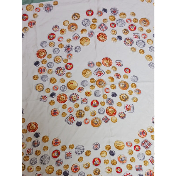 BURBERRY VINTAGE  MULTI Buttons Silk Print Scarf