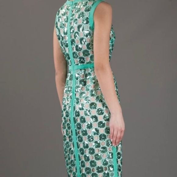 New Hoss Green Sequin w Sheath Dress