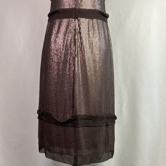 Robert Rodriguez Copper Beaded Cocktail Dress