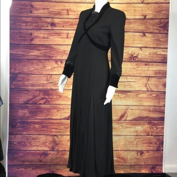 Escada Black Dress with velvet trim