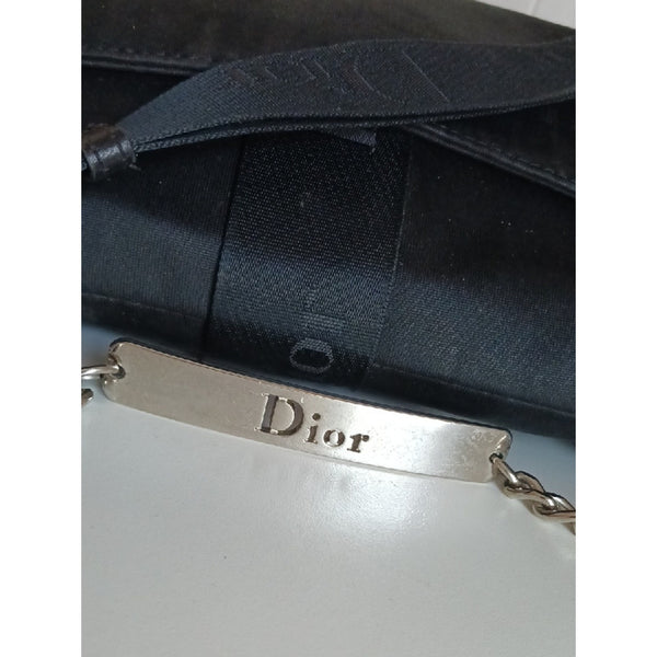 CHRISTIAN DIOR BLK JERSEY HARD CORE SHOULDER BAG.