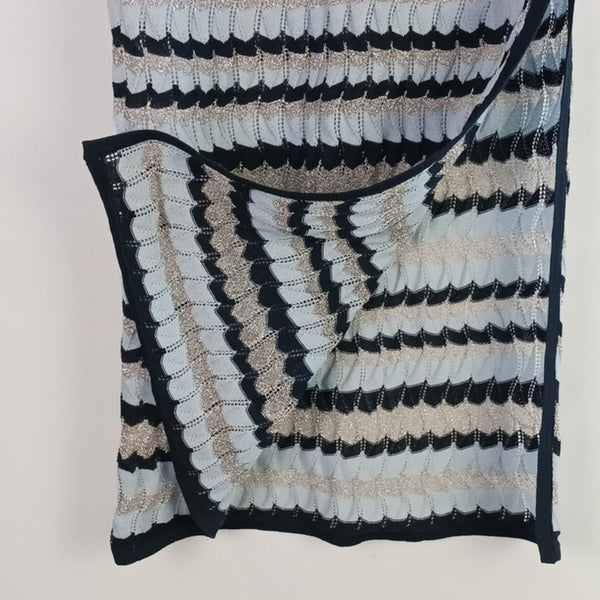 Milly Blue Black Shimmer Knit Pencil Skirt